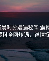 明星在清晨时分遭遇秘闻 震撼人心，51爆料全网炸锅，详情探秘