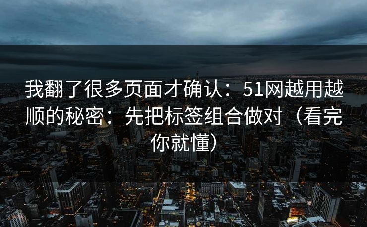我翻了很多页面才确认：51网越用越顺的秘密：先把标签组合做对（看完你就懂）